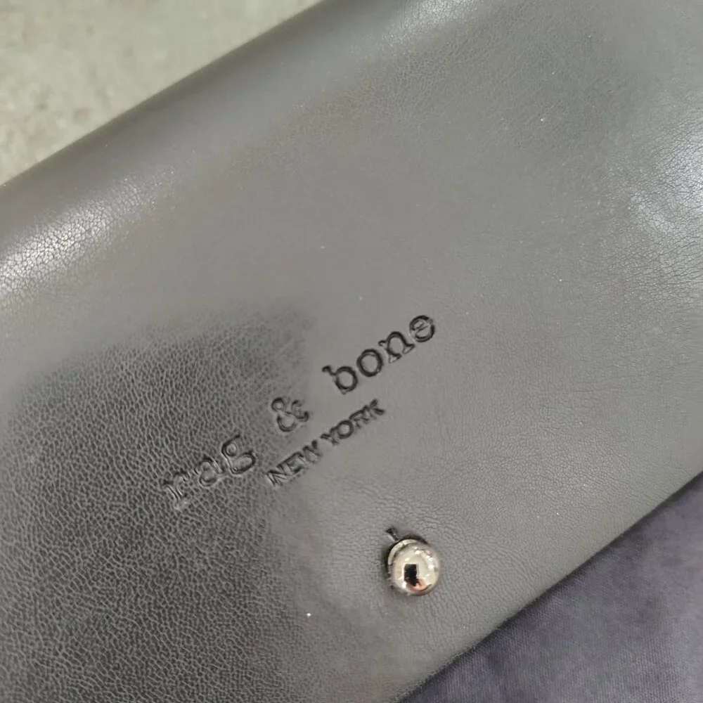 New rag&bone Black Leather Sunglasses Case with dust bag
